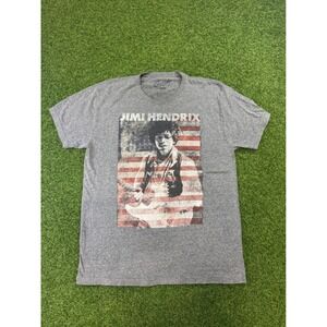 Bravado Jimi Hendrix Graphic T-Shirt Grey American Flag Rock Music Mens XL